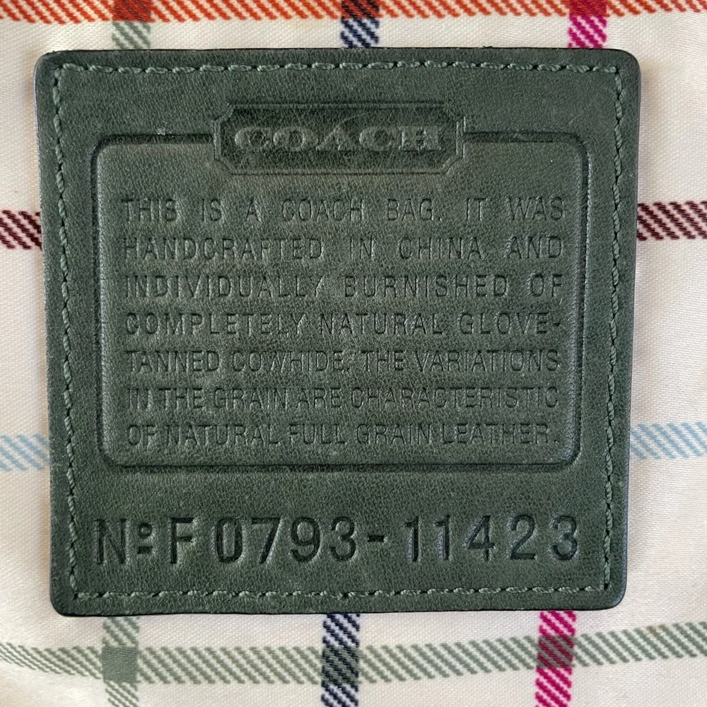 Coach XL 11423 Bleeker Tattersall Glass 💚 Green